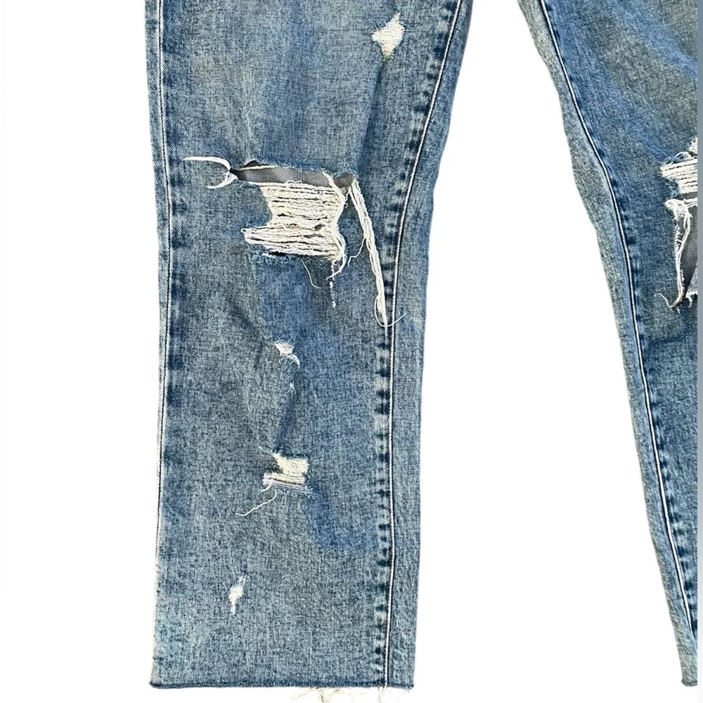 PAIGE Noella Straight Raw Hem Distressed boyfriend Jeans - Picture 4 of 13